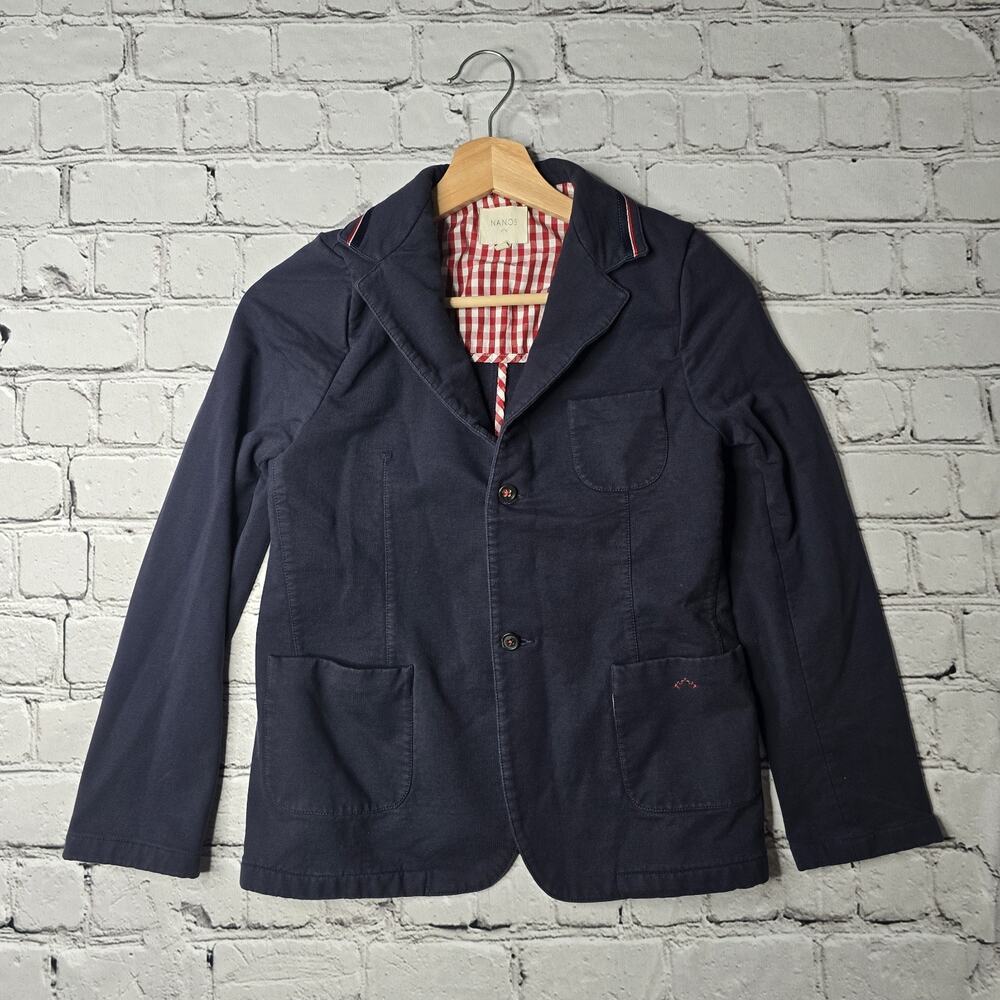 Nanos Navy Blue Cotton Two Button Soft Fabric Blazer Size Kids 14‎